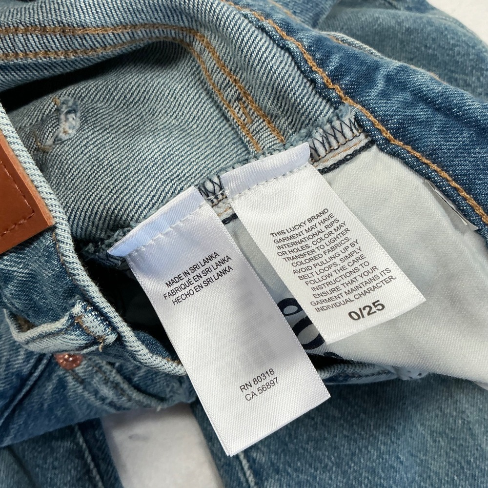 Lucky Brand High Rise Straight Leg Jeans Blue Button Fly Released Hem 0/25 - Picture 7 of 9